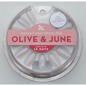 Olive & June Instant Mani Nails Medium Iridescent White Pink Goldfish New
